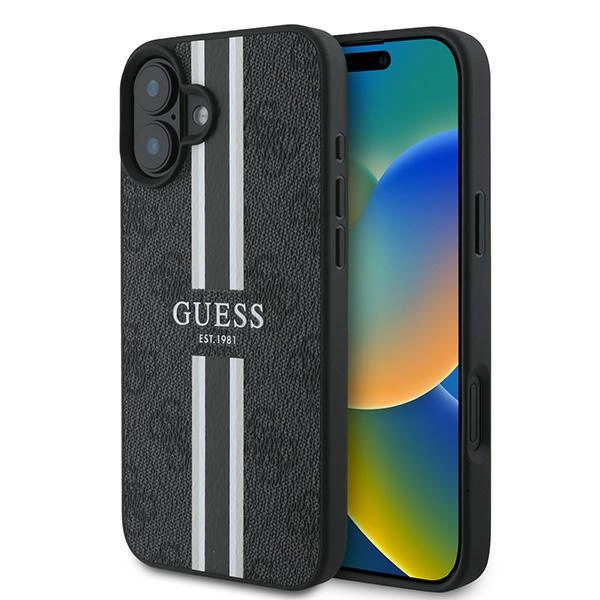 Guess 4G Printed Stripes MagSafe case for iPhone 16 Plus - blackeng