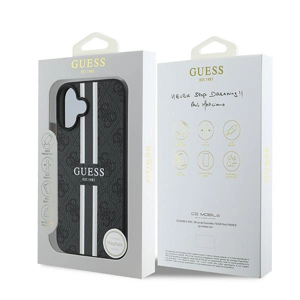 Guess 4G Printed Stripes MagSafe case for iPhone 16 Plus - blackeng