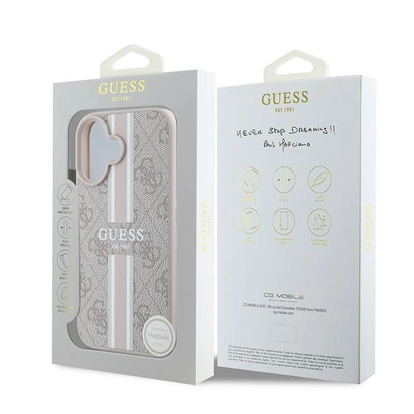 Guess 4G Printed Stripes MagSafe Case for iPhone 16 Plus - Pinkeng