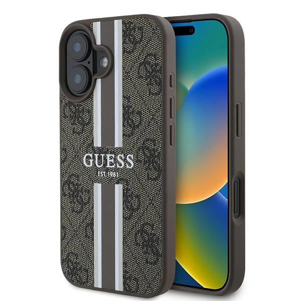 176224_1 Guess 4G Printed Stripes MagSafe iPhone 16 Plus Case - Browneng