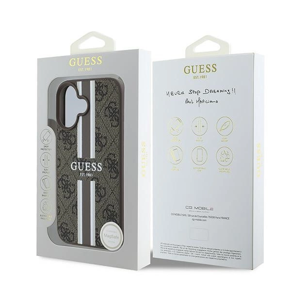 176224_8 Guess 4G Printed Stripes MagSafe iPhone 16 Plus Case - Browneng