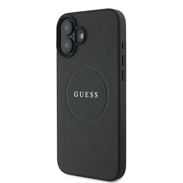 Guess Grained Gold Ring MagSafe case for iPhone 16 Plus - blackeng