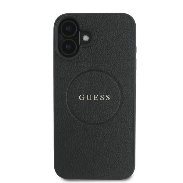 Guess Grained Gold Ring MagSafe case for iPhone 16 Plus - blackeng