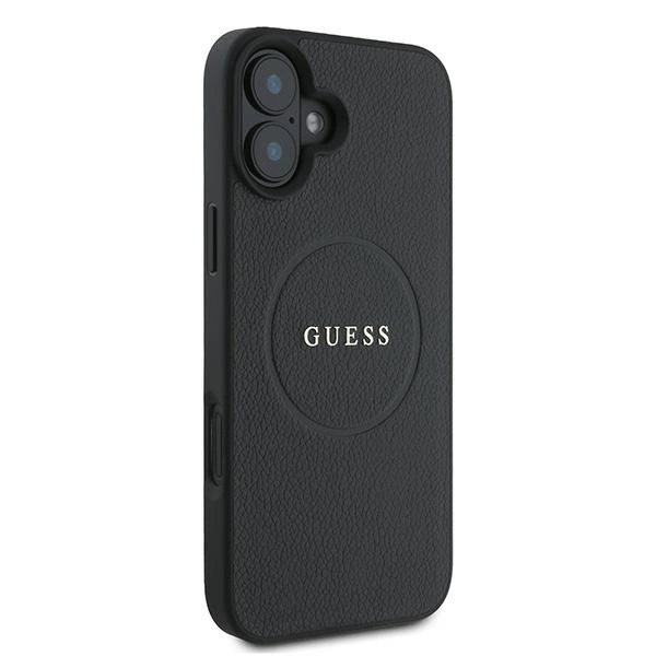 Guess Grained Gold Ring MagSafe case for iPhone 16 Plus - blackeng