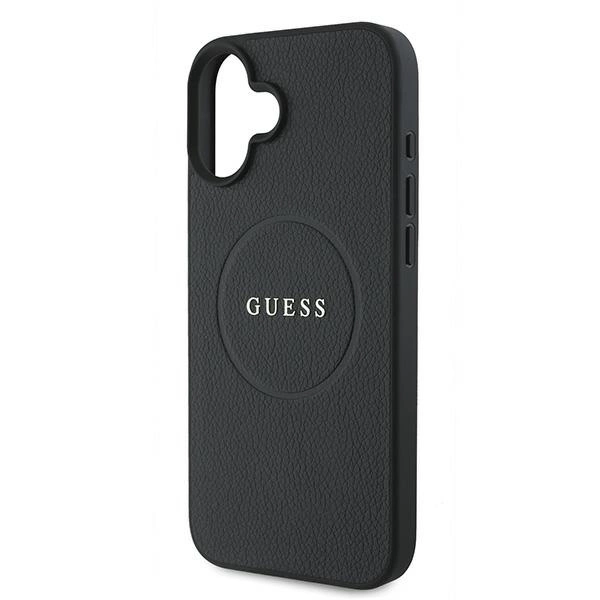 Guess Grained Gold Ring MagSafe case for iPhone 16 Plus - blackeng