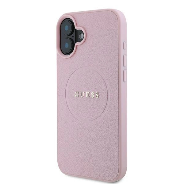 Guess Grained Gold Ring MagSafe iPhone 16 Plus Case - Pinkeng