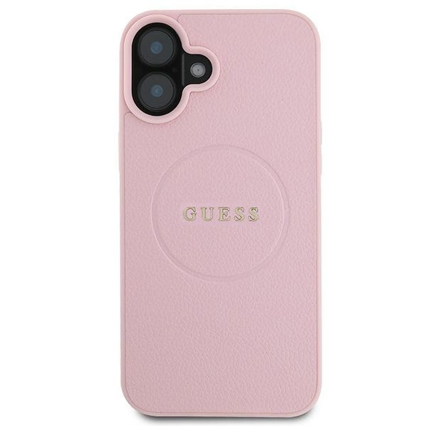 Guess Grained Gold Ring MagSafe iPhone 16 Plus Case - Pinkeng