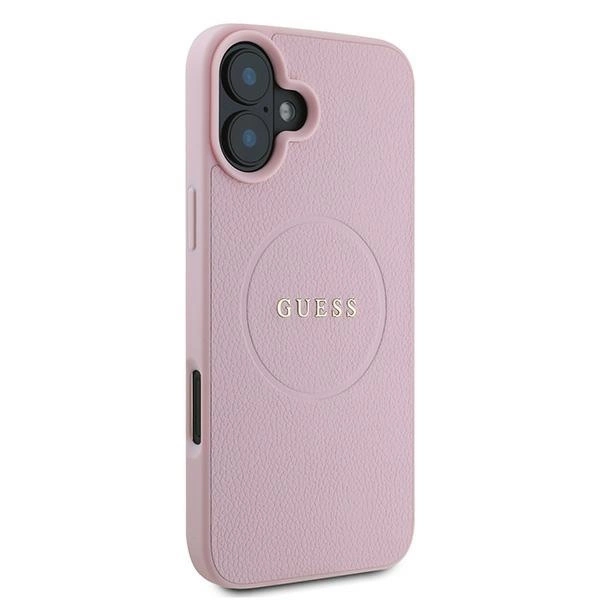 Guess Grained Gold Ring MagSafe iPhone 16 Plus Case - Pinkeng