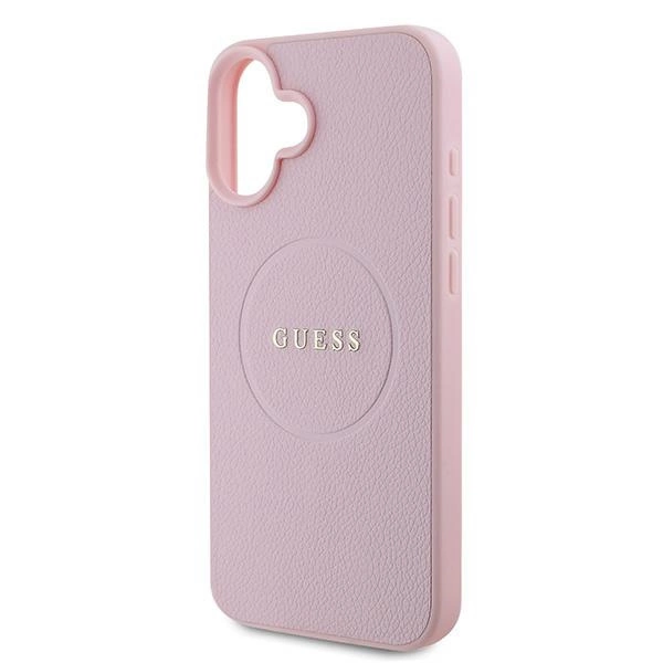 Guess Grained Gold Ring MagSafe iPhone 16 Plus Case - Pinkeng