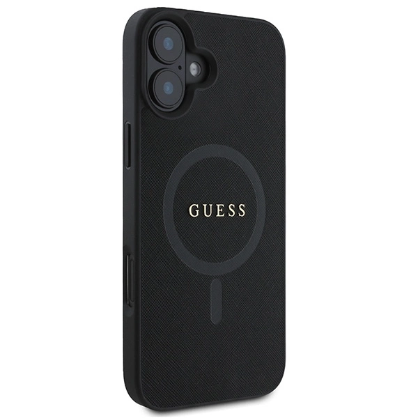 Guess Saffiano Classic Logo MagSafe iPhone 16 Plus Case - Blackeng