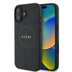 Guess Saffiano Peony Classic Logo MagSafe iPhone 16 Plus Case - Blackeng