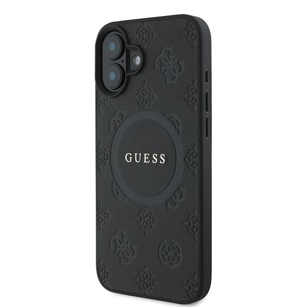 Guess Saffiano Peony Classic Logo MagSafe iPhone 16 Plus Case - Blackeng