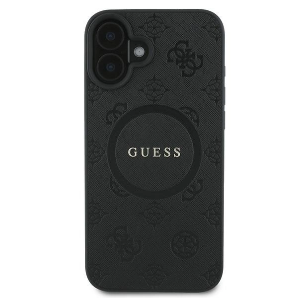 Guess Saffiano Peony Classic Logo MagSafe iPhone 16 Plus Case - Blackeng