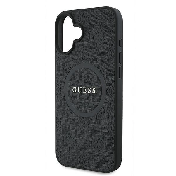 Guess Saffiano Peony Classic Logo MagSafe iPhone 16 Plus Case - Blackeng