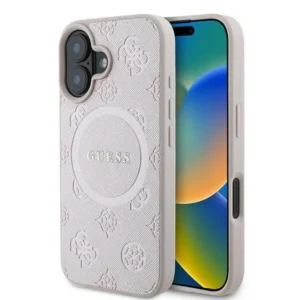 Guess Saffiano Peony Classic Logo MagSafe iPhone 16 Plus Case - Pinkeng