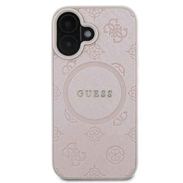 Guess Saffiano Peony Classic Logo MagSafe iPhone 16 Plus Case - Pinkeng