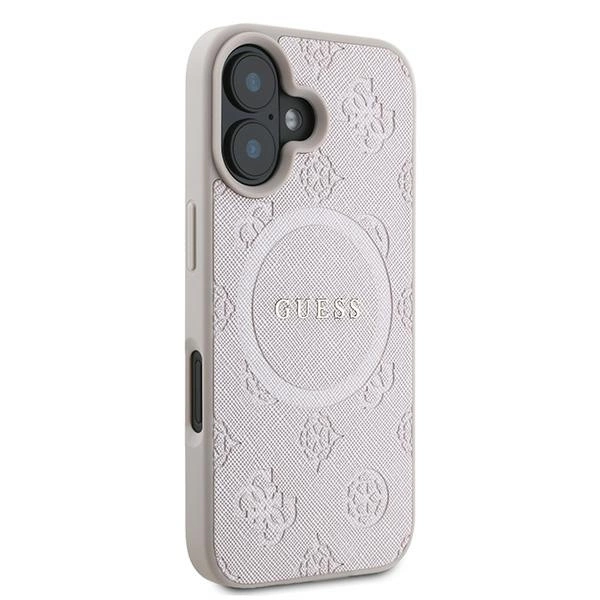 Guess Saffiano Peony Classic Logo MagSafe iPhone 16 Plus Case - Pinkeng
