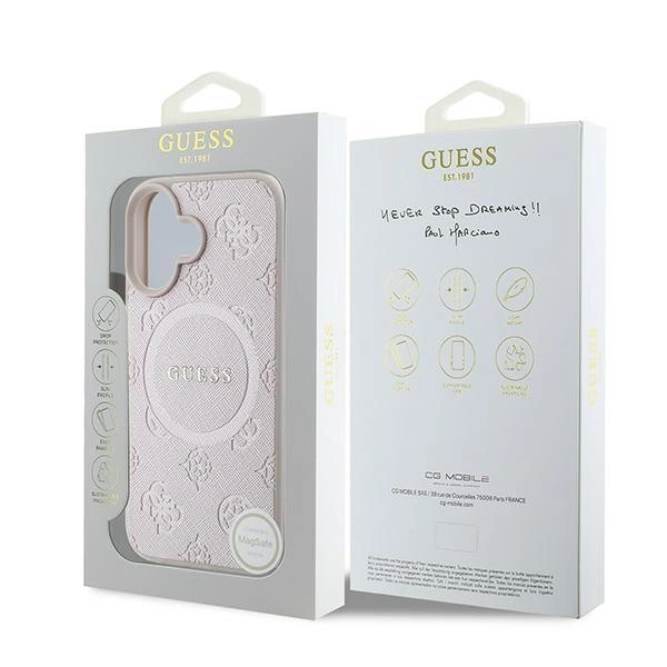 Guess Saffiano Peony Classic Logo MagSafe iPhone 16 Plus Case - Pinkeng