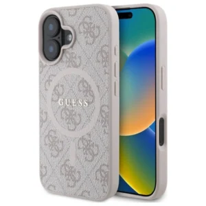 Guess 4G Ring Classic Logo MagSafe iPhone 16 Case - Pinkeng