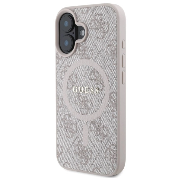Guess 4G Ring Classic Logo MagSafe iPhone 16 Case - Pinkeng