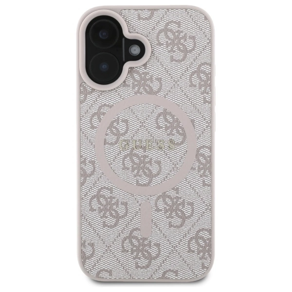 Guess 4G Ring Classic Logo MagSafe iPhone 16 Case - Pinkeng