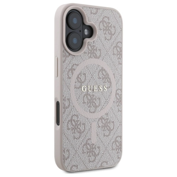 Guess 4G Ring Classic Logo MagSafe iPhone 16 Case - Pinkeng