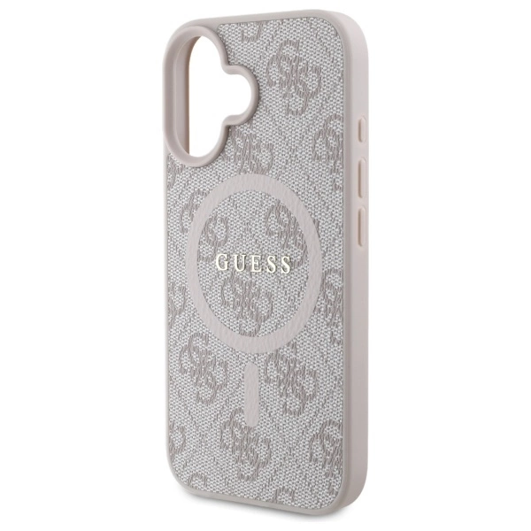 Guess 4G Ring Classic Logo MagSafe iPhone 16 Case - Pinkeng