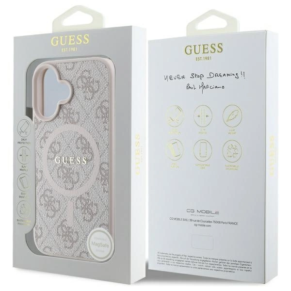 Guess 4G Ring Classic Logo MagSafe iPhone 16 Case - Pinkeng