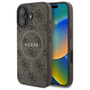 Guess 4G Ring Classic Logo MagSafe iPhone 16 Case - Browneng