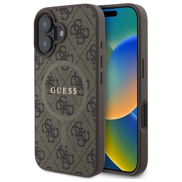 Guess 4G Ring Classic Logo MagSafe iPhone 16 Case - Browneng