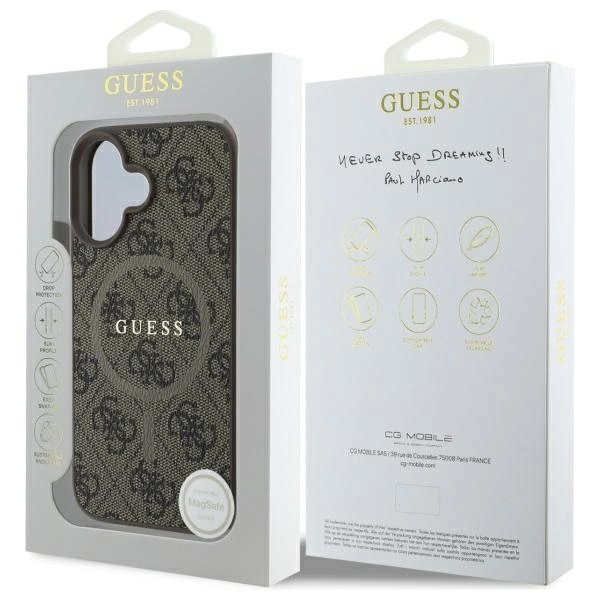 Guess 4G Ring Classic Logo MagSafe iPhone 16 Case - Browneng