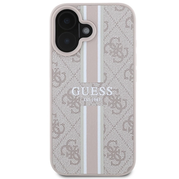 Guess 4G Printed Stripes MagSafe iPhone 16 Case - Pinkeng