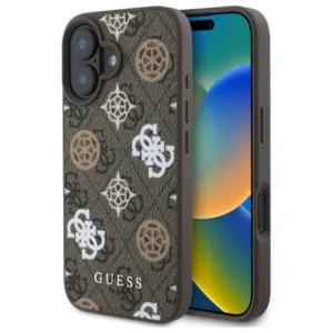Guess 4G Printed Stripes MagSafe iPhone 16 Case - Browneng