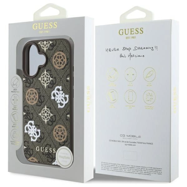 Guess 4G Printed Stripes MagSafe iPhone 16 Case - Browneng