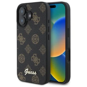 Guess Peony Script MagSafe iPhone 16 Case - Blackeng
