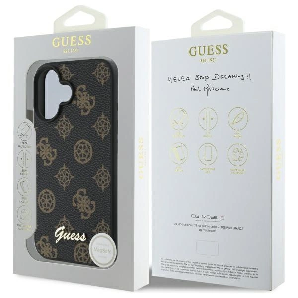 Guess Peony Script MagSafe iPhone 16 Case - Blackeng