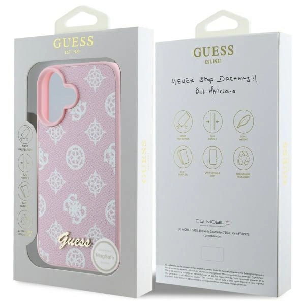 Guess Peony Script MagSafe iPhone 16 Case - Pinkeng