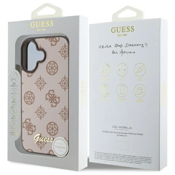 Guess Peony Script MagSafe iPhone 16 Case - Browneng