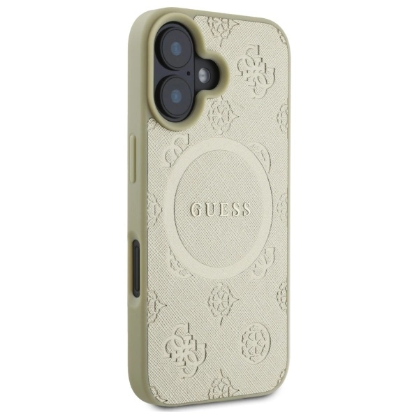 Guess Saffiano Peony Classic Logo MagSafe case for iPhone 16 - goldeng