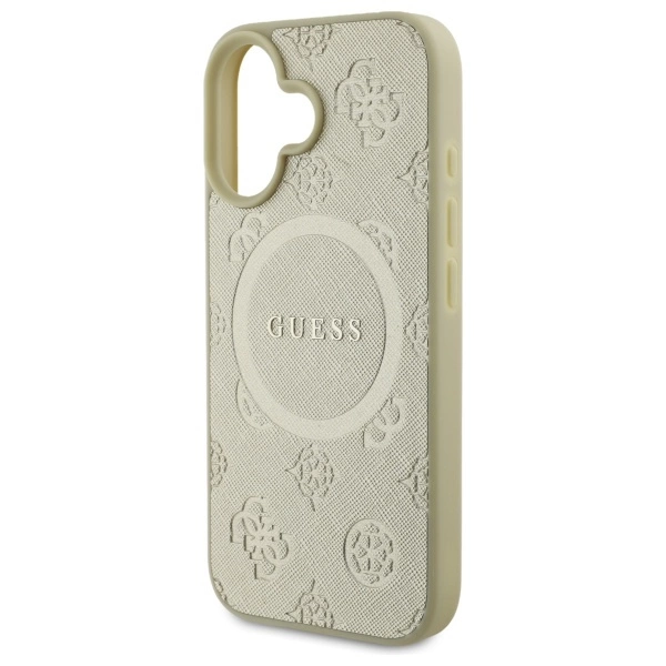 Guess Saffiano Peony Classic Logo MagSafe case for iPhone 16 - goldeng