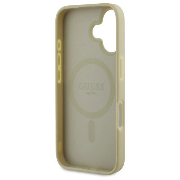 Guess Saffiano Peony Classic Logo MagSafe case for iPhone 16 - goldeng