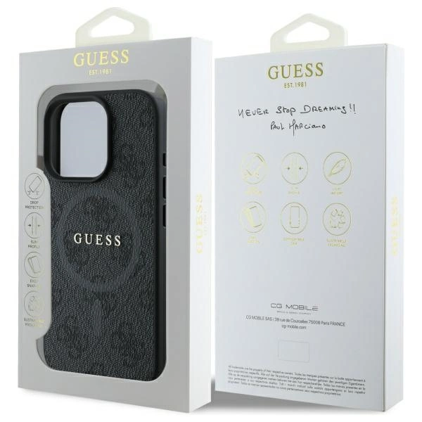 Guess 4G Ring Classic Logo MagSafe case for iPhone 16 Pro Max - blackeng