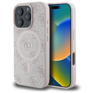 Guess 4G Ring Classic Logo MagSafe Case for iPhone 16 Pro Max - Pinkeng