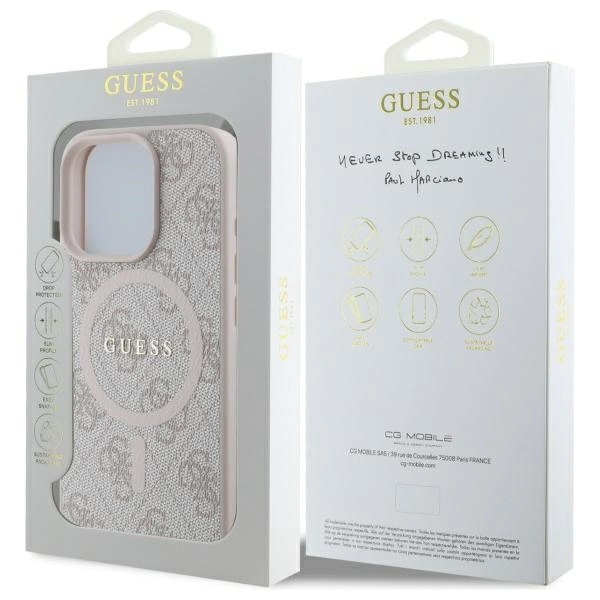 Guess 4G Ring Classic Logo MagSafe Case for iPhone 16 Pro Max - Pinkeng