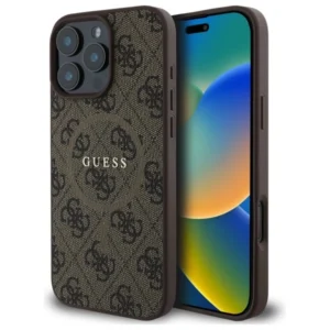Guess 4G Ring Classic Logo MagSafe Case for iPhone 16 Pro Max - Browneng