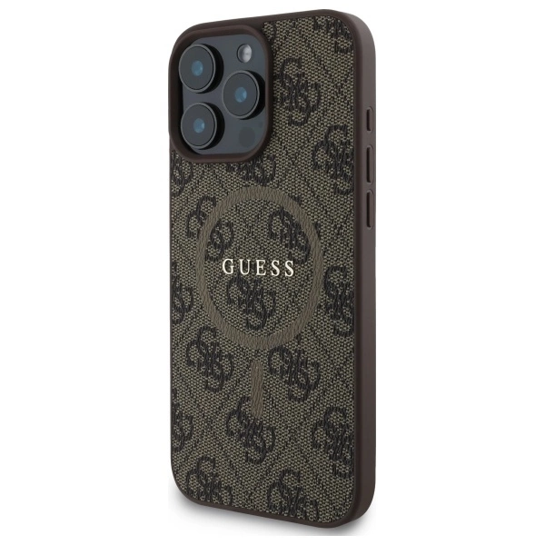 Guess 4G Ring Classic Logo MagSafe Case for iPhone 16 Pro Max - Browneng