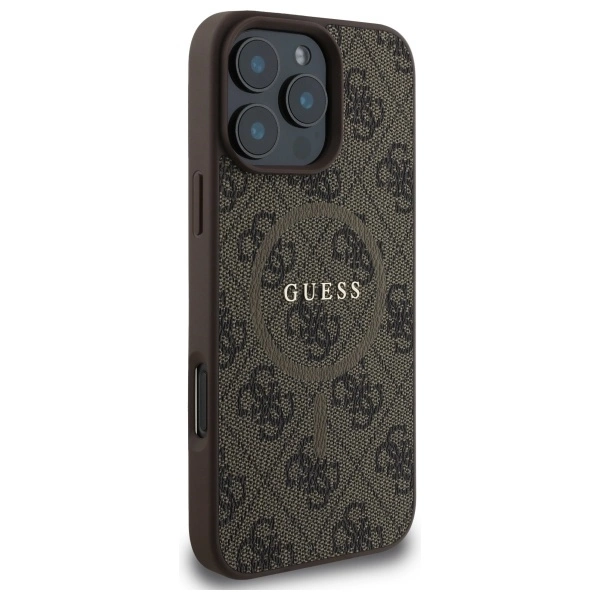 Guess 4G Ring Classic Logo MagSafe Case for iPhone 16 Pro Max - Browneng