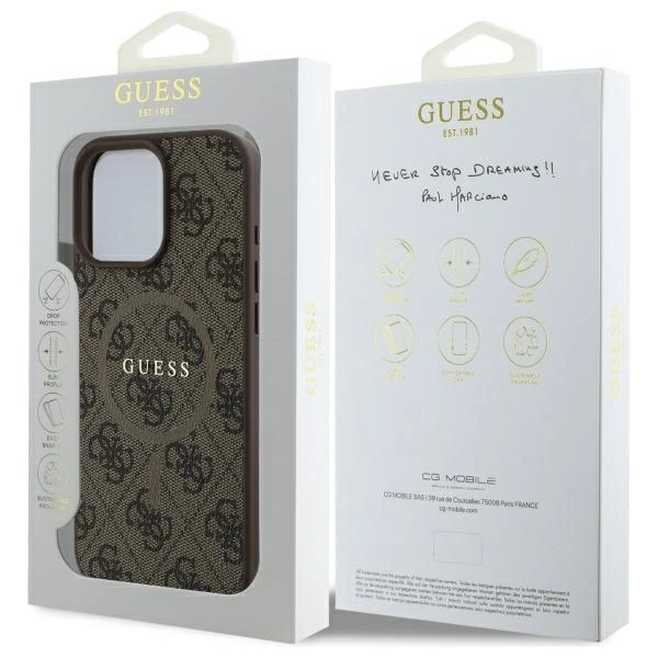 Guess 4G Ring Classic Logo MagSafe Case for iPhone 16 Pro Max - Browneng