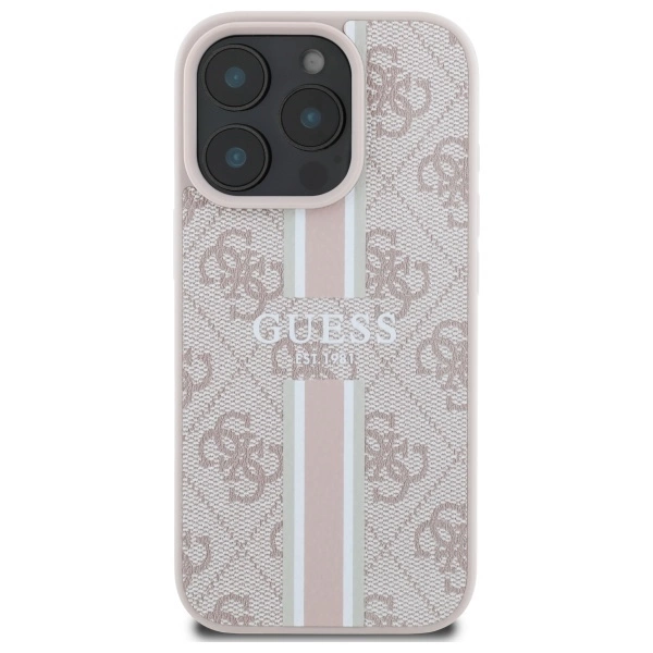 Guess 4G Printed Stripes MagSafe Case for iPhone 16 Pro Max - Pinkeng