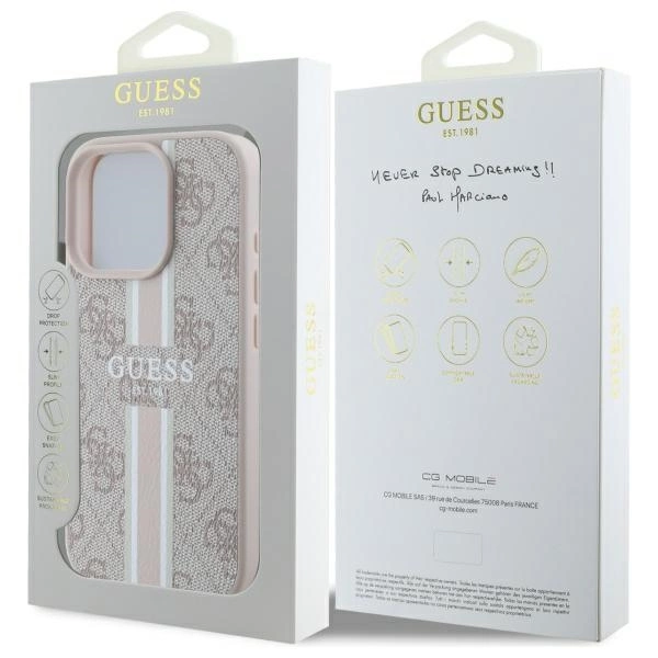 Guess 4G Printed Stripes MagSafe Case for iPhone 16 Pro Max - Pinkeng